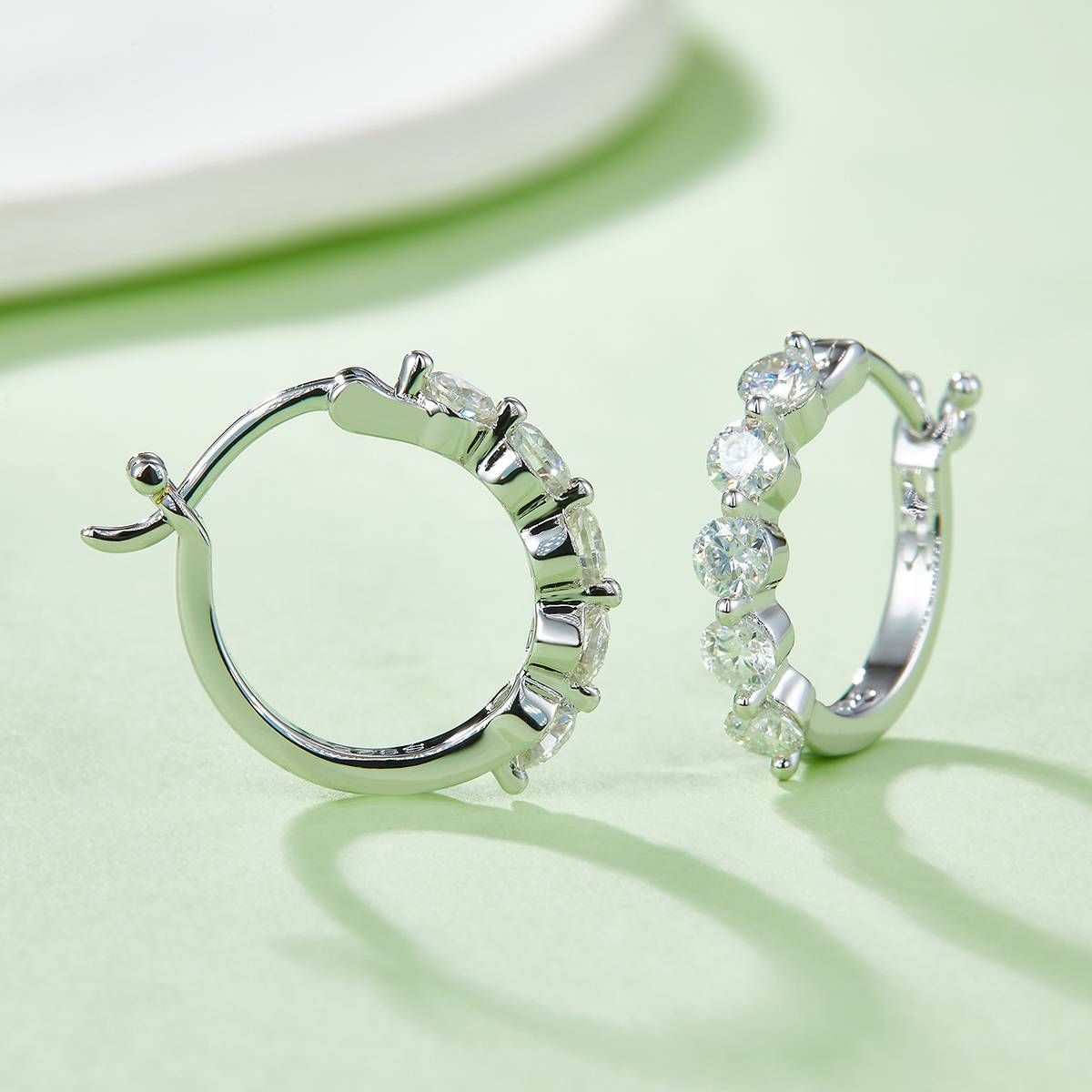 Single Row Half Earrings S925 Silver Moissanite D Grade 1 Carat